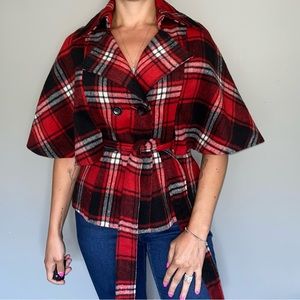 Red, Black & White Quilted Cardigan